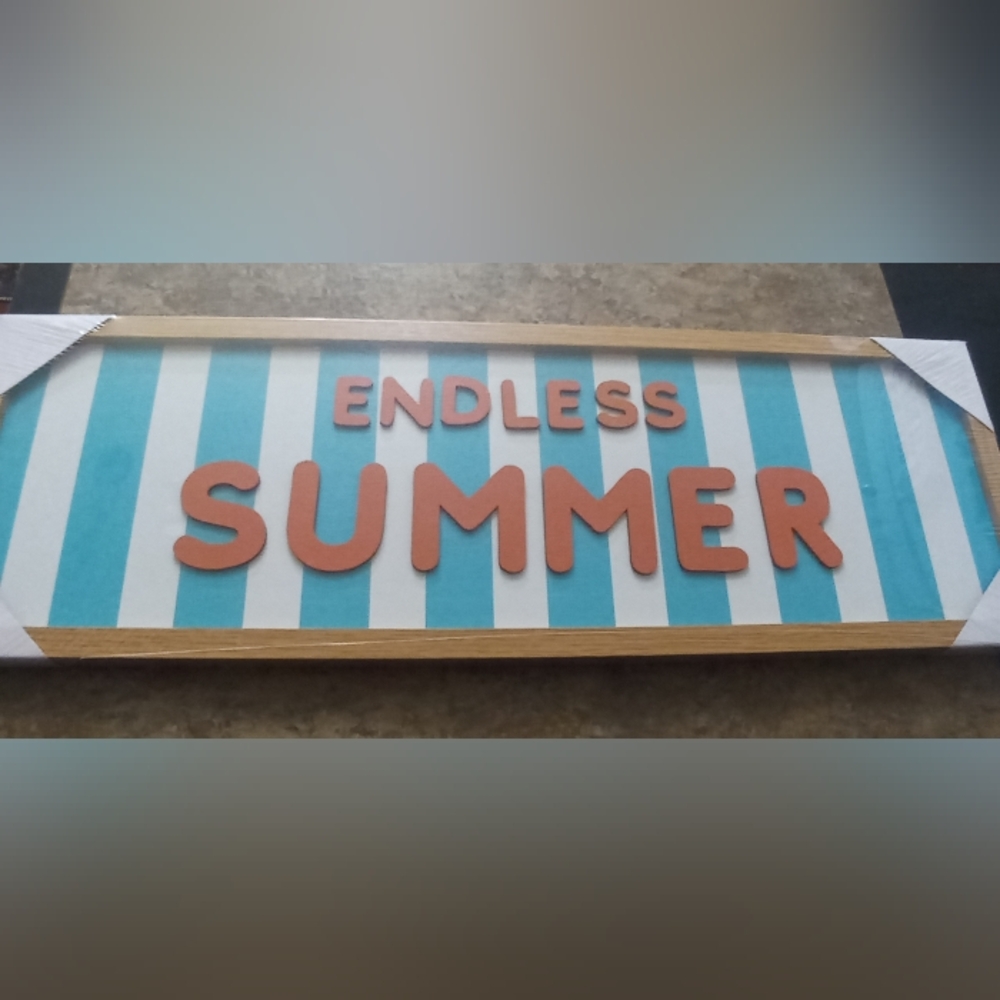 Endless Summer Wooden Wall Sign - Aqua & Coral 24×8